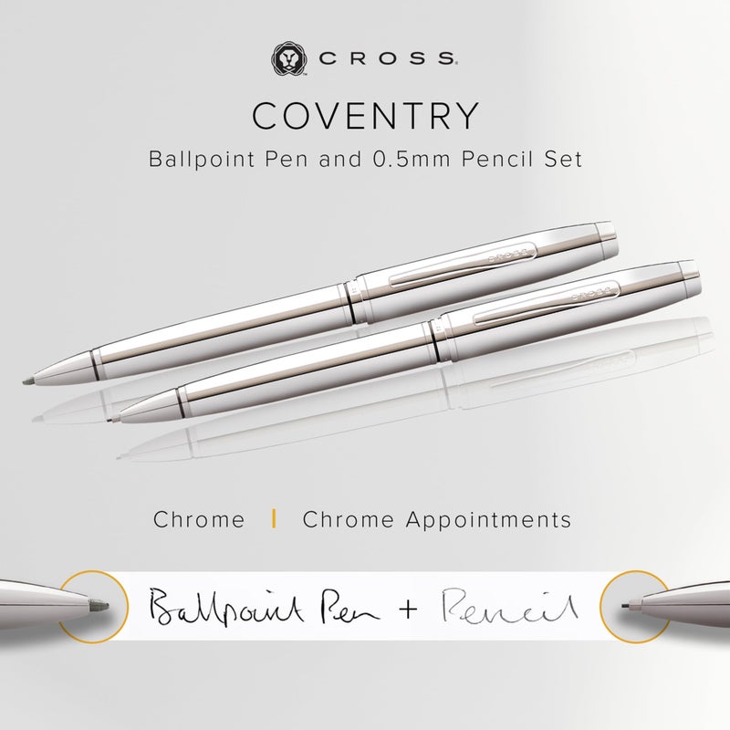 Cross Coventry Polished Chrome Pen and Pencil Gift Set - Image 2